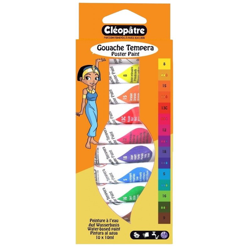 Lot de 10 tubes de Gouache CLEOPATRE